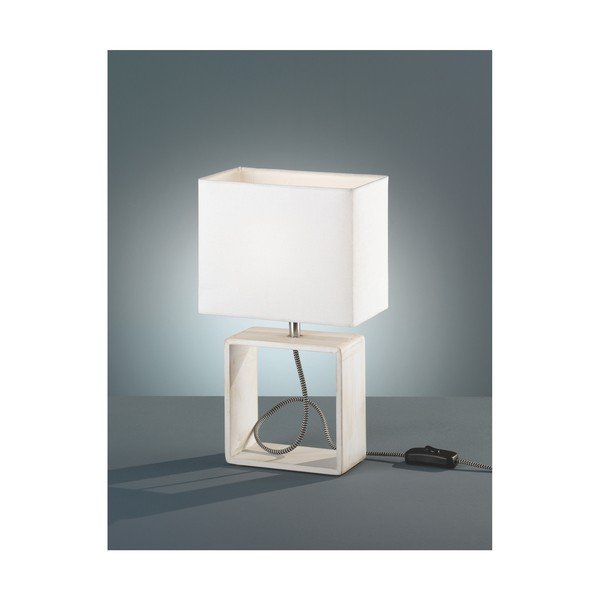 Balta galda lampa no dabīgā koka un auduma Reality Tick, augstums 34 cm-image-1