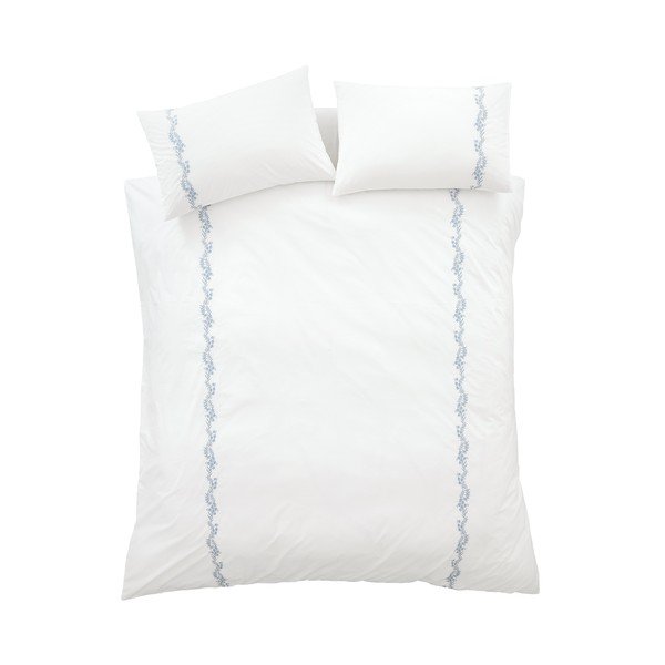 Balta vienguļamā gultas veļa no kokvilnas perkala 135x200 cm Camille Embroidered Floral – Bianca