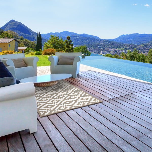 Bēšs un balts divpusējs āra paklājs Green Decore Nirvana, 120 x 180 cm-image-1