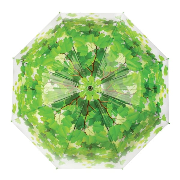 Caurspīdīgs vējizturīgs lietussargs ar zaļām detaļām Esschert Design Ambiance Birdcage Leaf, ⌀ 92,5 cm-image-2