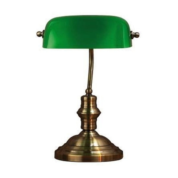 Galda lampa zaļā un misiņa krāsā Markslöjd Bankers, augstums 42 cm