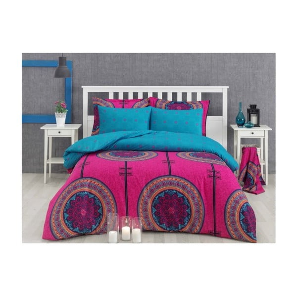 Rozā un zila vienvietīga gultasveļa Emilie, 160 x 220 cm