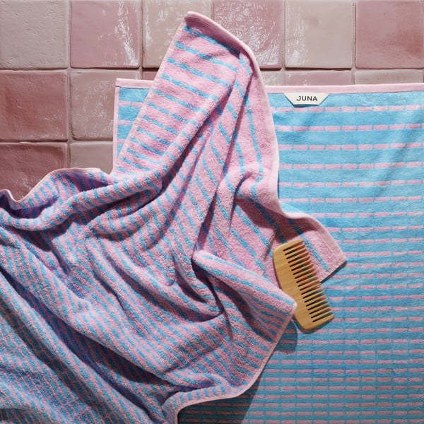 Zils/rozā frotē dvielis no bambusa maisījuma 50x100 cm Nuance – JUNA-image-1