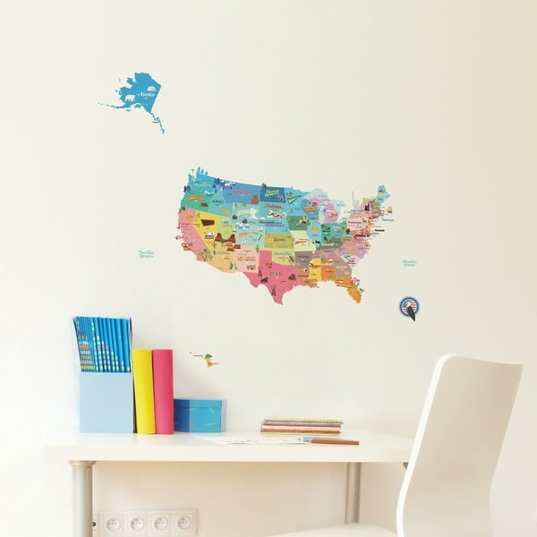 Liela pašlīmējoša sienas karte ASV Ambiance, 50 x 70 cm