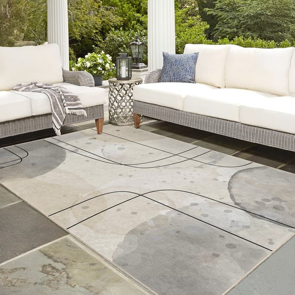 Pelēks/krēmkrāsas mazgājams celiņa paklājs 80x200 cm Simple Lines – Mila Home-image-2