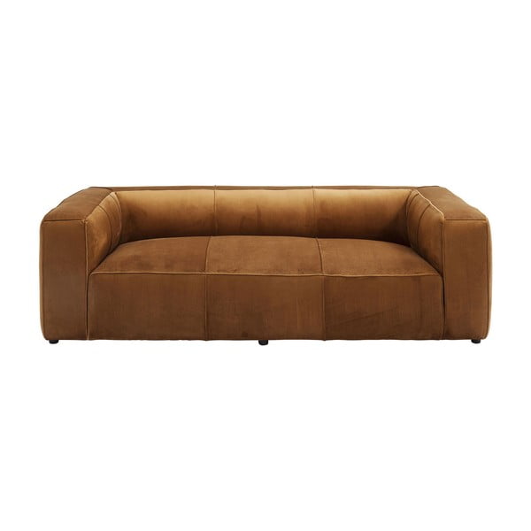 Karameļu brūns samta dīvāns Kare Design Cubetto