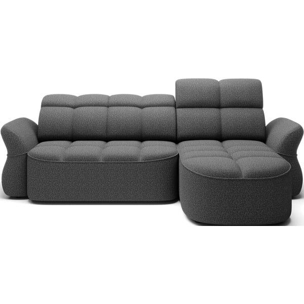 Tumši pelēks samta salokāms/ar uzglabāšanas vietu stūra dīvāns (ar labo stūri/ar zvilni) Beneth – ELTAP
