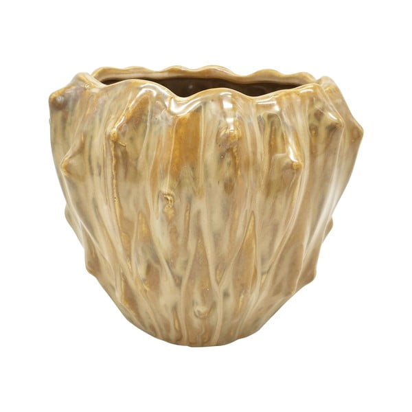 Smilšaini brūns keramikas pods PT LIVING Flora, ø 16,5 cm