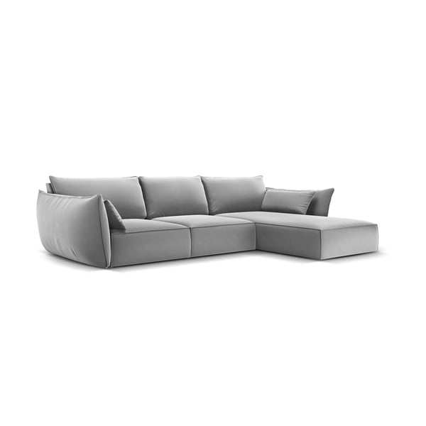 Gaiši pelēks samta stūra dīvāns (ar labo stūri/ar zvilni) Vanda – Mazzini Sofas-image-2