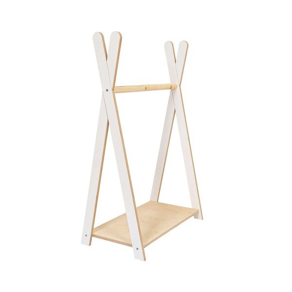 Balts/dabīga toņa bērnu drēbju pakaramais ar priedes koka imitāciju 60x97 cm Montessori – Meowbaby
