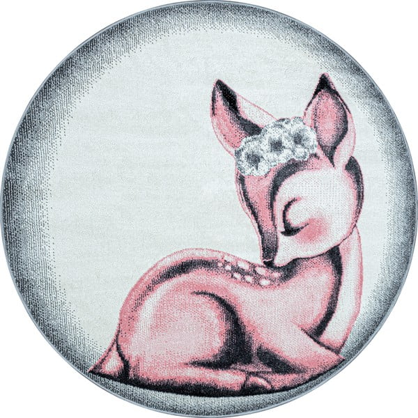 Gaiši rozā/gaiši pelēks bērnu paklājs ø 120 cm Bambi – Ayyildiz Carpets