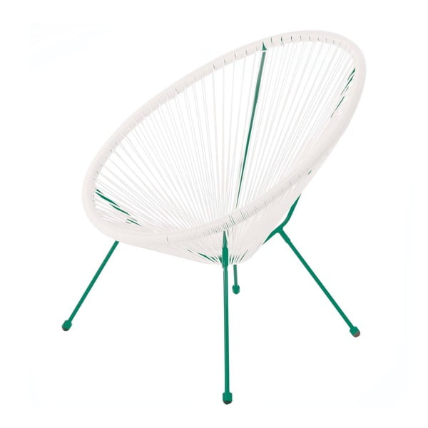 Balts/zaļš dārza krēsls no mākslīgās rotangpalmas Acapulco – LDK Garden
