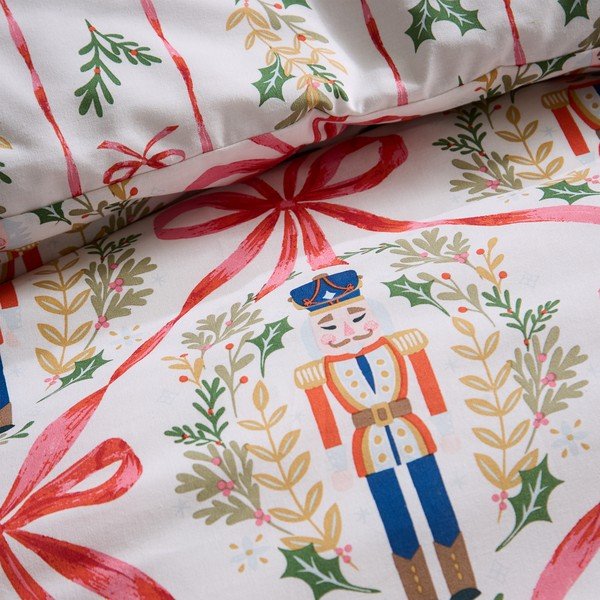 Dabīga toņa vienguļamā gultas veļa 135x200 cm Christmas Nutcracker Bows – Catherine Lansfield-image-4