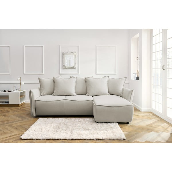 Krēmkrāsas salokāms stūra dīvāns (ar labo stūri) Leon – Bobochic Paris-image-1