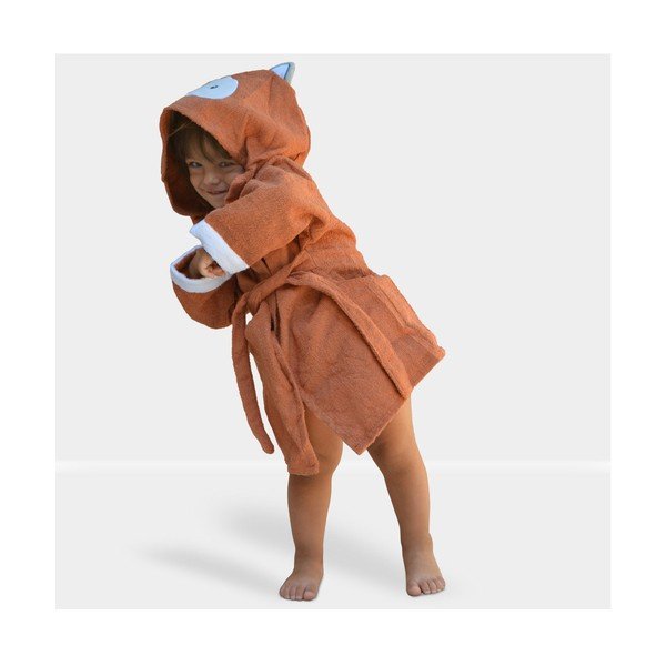 Oranžs kokvilnas halāts bērniem S izmērs Fox – Rocket Baby-image-1