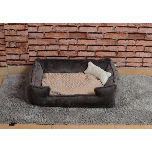 Pelēka plīša gulta Nest – Lydia&Co-image-1