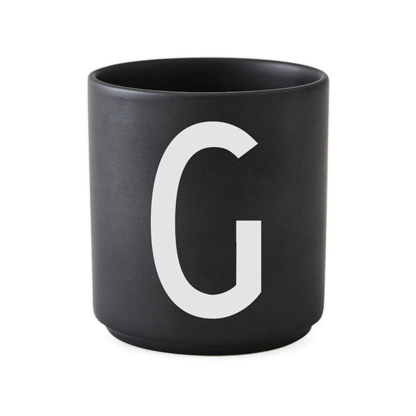 Melna porcelāna krūze Design Letters Alphabet G, 250 ml