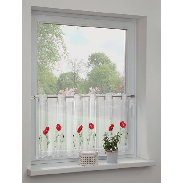 Balts dienas aizkars 155x45 cm Poppies – Sehlbach-image-1