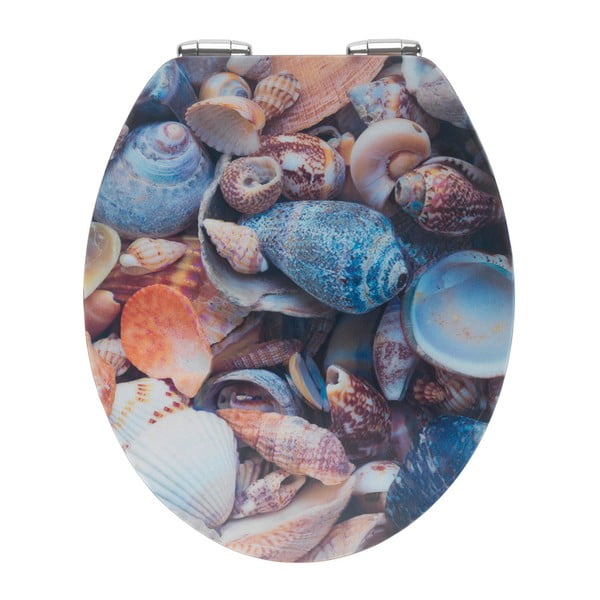Tualetes poda sēdeklis ar 3D attēlu un vieglu aizvēršanu Wenko Sea Shell, 44,5 x 38 cm