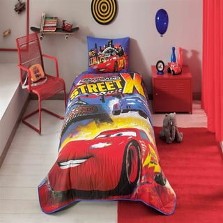 Bērnu kokvilnas gultas pārklājs ar spilvendrānu Taç Disney Cars Nitroade, 160 x 220 cm