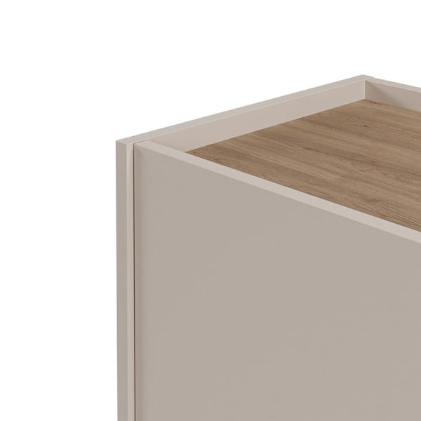 Krēmkrāsas/dabīga toņa kumode ar ozolkoka imitāciju 150x82,5x40,5 cm Lucile – Marckeric-image-3