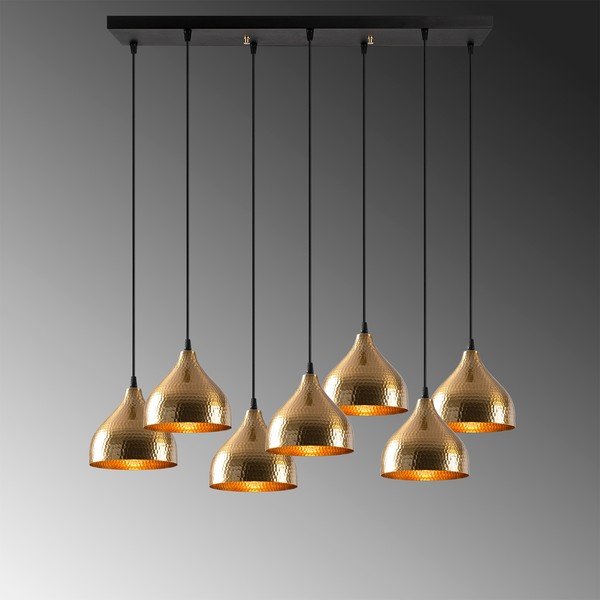 Melna/zelta krāsas piekaramā lampa ar metāla abažūru Tattoo – Opviq lights-image-3