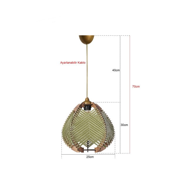 Zaļa/dabīga toņa piekaramā lampa ar auduma abažūru ø 25 cm Yola – Opviq lights-image-2