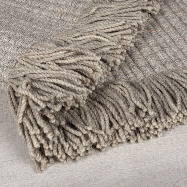 Pelēks ar rokām darināts paklājs no vilnas maisījuma 160x230 cm Rene Fringed Ribbed – Flair Rugs-image-2