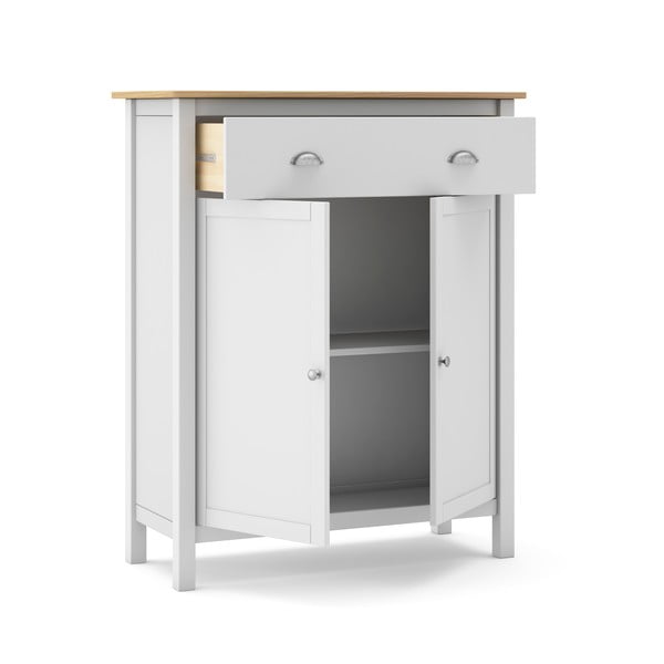 Balta/dabīga toņa augsta priedes kumode 90x110 cm Misti – Marckeric-image-4