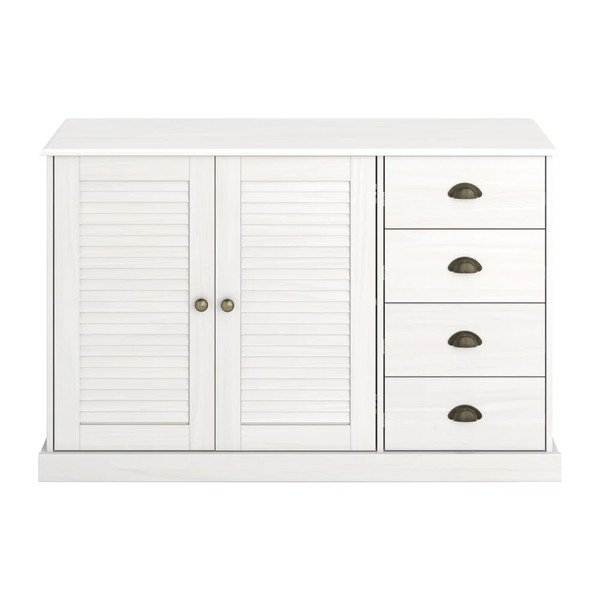 Balta priedes masīvkoka kumode 125x80x38 cm Edith – Støraa