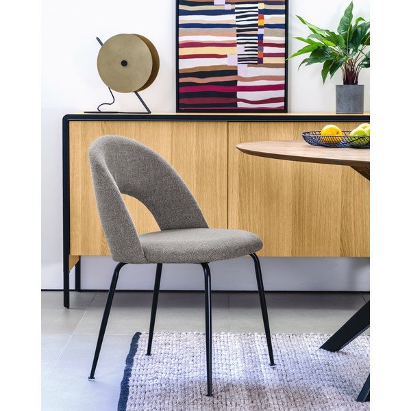 Pelēks polsterēts pusdienu krēsls Mahalia – Kave Home-image-1