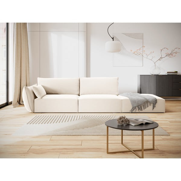 Bēšs samta dīvāns ar kreiso stūri 264 cm Vanda – Mazzini Sofas-image-3