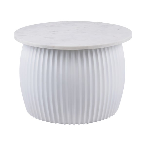 Balts apaļš žurnālgaldiņš ar marmora imitācijas galda virsmu ø 52 cm  Luscious  – Leitmotiv