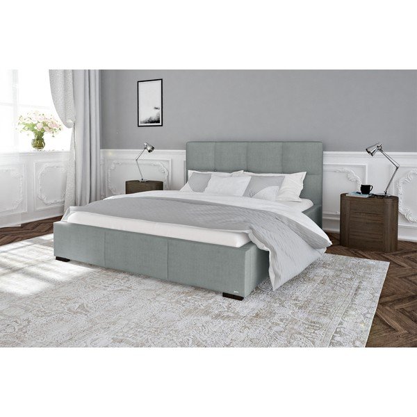 Pelēka divguļamā gulta ar režģi un uzglabāšanas vietu Guy Laroche Home Fascination, 180 x 200 cm-image-1