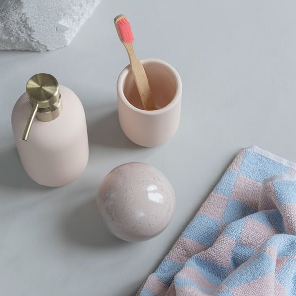 Zils/rozā organiskās kokvilnas dvielis 50x90 cm Retro – Mette Ditmer Denmark-image-2