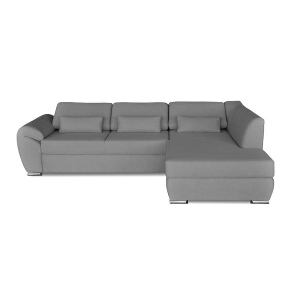 Pelēka stūra dīvāns-guļamā gulta Windsor & Co. Dīvāni Epsilon, labais stūris