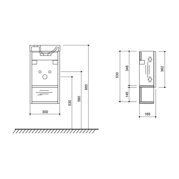 Dabīga toņa piekarams skapītis bez izlietnes un ar ozolkoka imitāciju 30x53 cm Latus Xi – Sapho-image-4