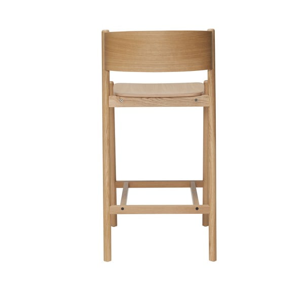 Dabīga toņa bāra krēsls ar ozolkoka imitāciju (sēdekļa augstums 75 cm) Oblique – Hübsch-image-3