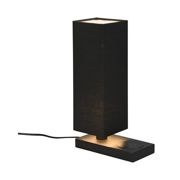 Matēta melna galda lampa ar bezvadu lādētāju (augstums 35 cm) Haley – Reality-image-1