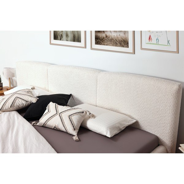 Ziloņkaula krāsas polsterēta divvietīga gulta bez režģa 200x240 cm Merida – Meise Möbel-image-4