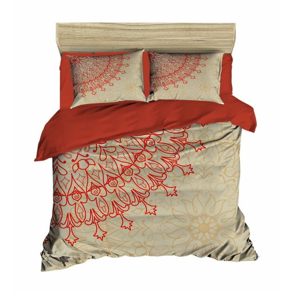 Gultas veļas un palagu komplekts divguļamai gultai Mandala Beige, 200 x 220 cm