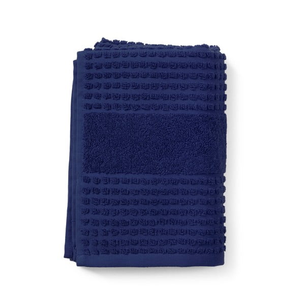 Tumši zils frotē dvielis no organiskās kokvilnas  50x100 cm Check – JUNA