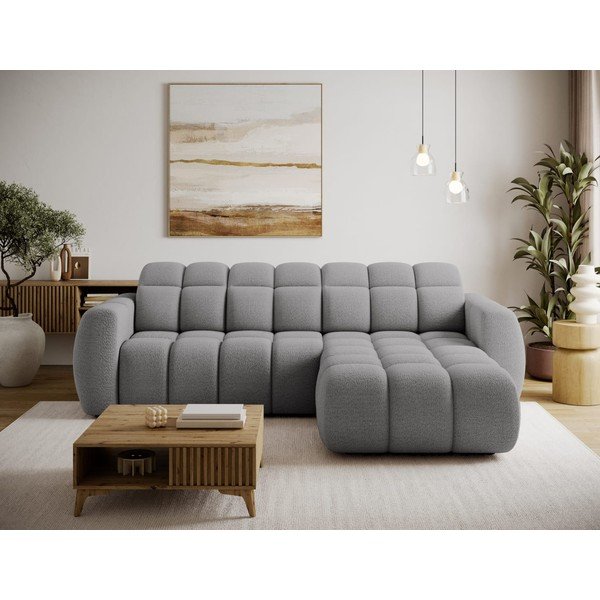Pelēks stūra dīvāns no buklē auduma (ar labo stūri/ar zvilni) Fanito – ELTAP-image-3