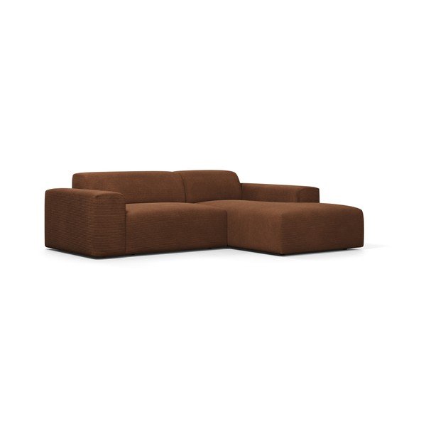 Brūns velveta stūra dīvāns Marie Claire Home Karen, 250 cm, labais stūris-image-2