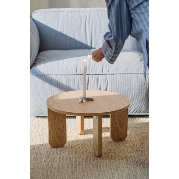Dabīga toņa apaļš žurnālgaldiņš ar ozolkoka imitācijas galda virsmu ø 55 cm Kuvu – noo.ma-image-3
