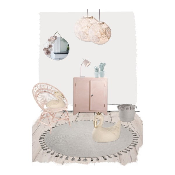 Pelēks ar rokām austs paklājs Nattiot Josephine, ∅ 140 cm-image-1