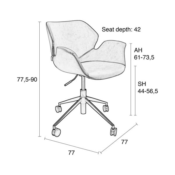 Melns biroja krēsls Zuiver Office Chair Nikki-image-2