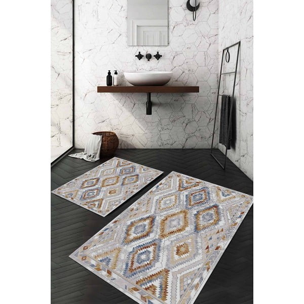 Pelēki vannas istabas paklājiņi (2 gab.) 60x100 cm – Mila Home-image-1