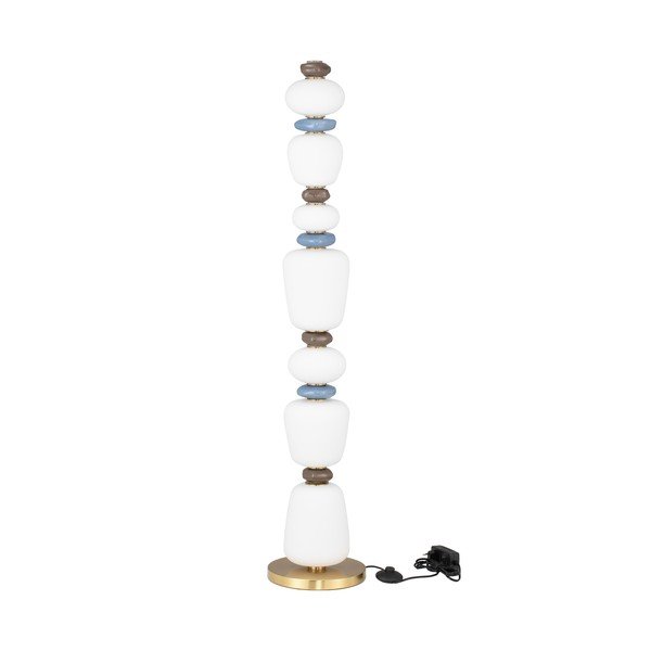 Balta/zelta krāsas metāla LED stāvlampa ar regulējamu spilgtumu ar porcelāna abažūru/ar stikla abažūru (augstums 130,5 cm) Palo – Nova Luce