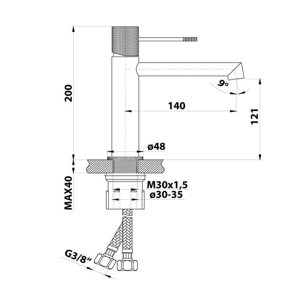 Spīdīgas sudraba krāsas stāvošs jaucējkrāns izlietnei Solaris – Sapho-image-4